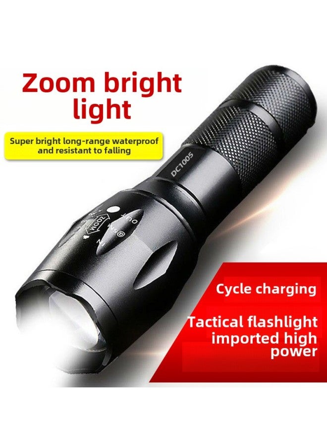 Strong Flashlight Flashlight Rechargeable Special Force Bright Long-range Outdoor Household Durable Mini Portable Small Electric Light-Product Specifications:Deluxe Metal Super Bright Long-shot Zoom  - Image 2