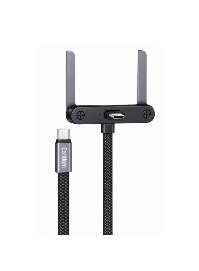 Earldom EC-220C-C 60W USB-C to USB-C Fast Charging Cable, 1 Meter, Foldable Phone Holder, PD Power Delivery Charging Cord, Durable Tangle-Resistant Design for Smartphones, Tablets, Laptops & Compatible USB-C Devices, Mobile Stand Cable for Home, Office, Car & Travel - Image 1