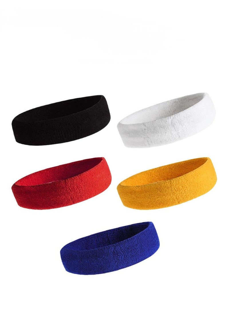 EFUMKE 5 Pack Unisex Headbands, Non-slip Adjustable Sports Fitness Sweatbands, Unisex Headbands for Running, Cycling, Basketball, Yoga, Gym Workout, Elastic Unisex Hairbands - Image 1