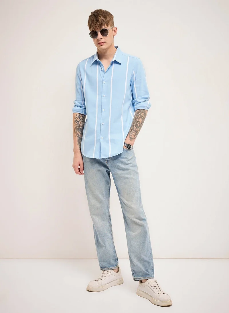 THE BEAR HOUSE  Cotton Shirt for Men | Slim Fit, Long Sleeve, Casual or Formal Button-Down | Soft, Breathable Fabric for Work, Everyday, & All-Season Wear in Stylish for Men | Best Price UAE