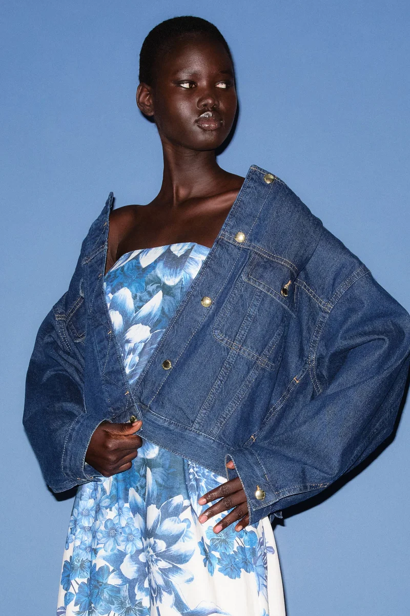 H&M Linen-blend bandeau dress