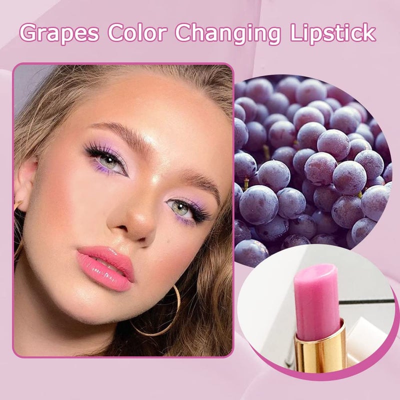 BINGBRUSH 2 Pcs Grape Color Changing Lipstick Queen,PH Mood Long Lasting Labiales Lip Gloss Lip Balm Tinted Magic Lip Stain Makeup Lipstick Set for Women - Image 2