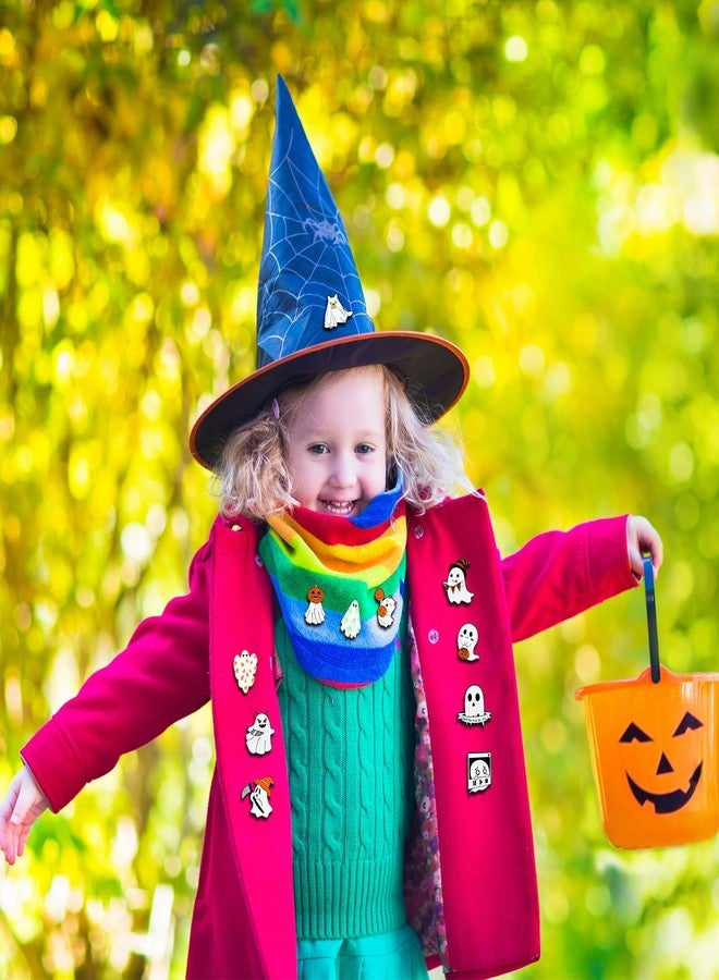 MTLEE 20 Pieces Halloween Enamel Pin Bulk Cute Ghost Lapel Pins Funny Ghost Brooches Badges Aesthetic Gift Cartoon Boo Pumpkin Enamel Pins Gift for Women Men Backpack Jacket Clothes Halloween Party - Image 5