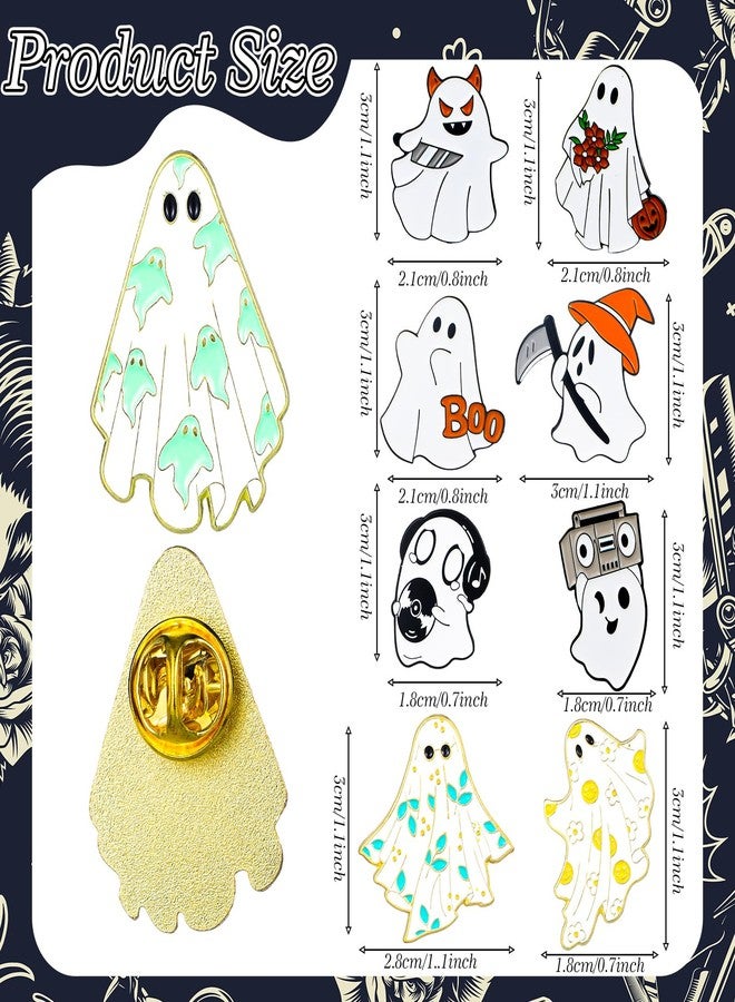 MTLEE 20 Pieces Halloween Enamel Pin Bulk Cute Ghost Lapel Pins Funny Ghost Brooches Badges Aesthetic Gift Cartoon Boo Pumpkin Enamel Pins Gift for Women Men Backpack Jacket Clothes Halloween Party - Image 2