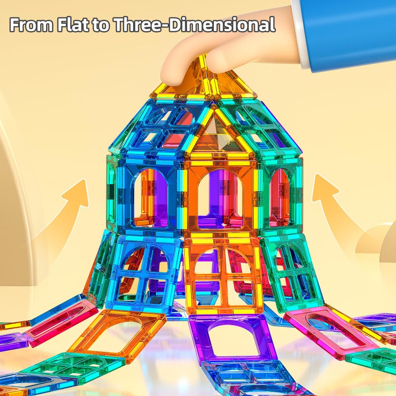 تيمي Temi Magnetic Tiles Building Build Build Magnets مجموعة التعلم والتعليم هدية لعبة عيد الميلاد للأعمار 3 4 5 6 7 8+ سنة أطفال الأطفال الأولاد والبنات (البلاط المغناطيسي-80 ٪) - Image 2
