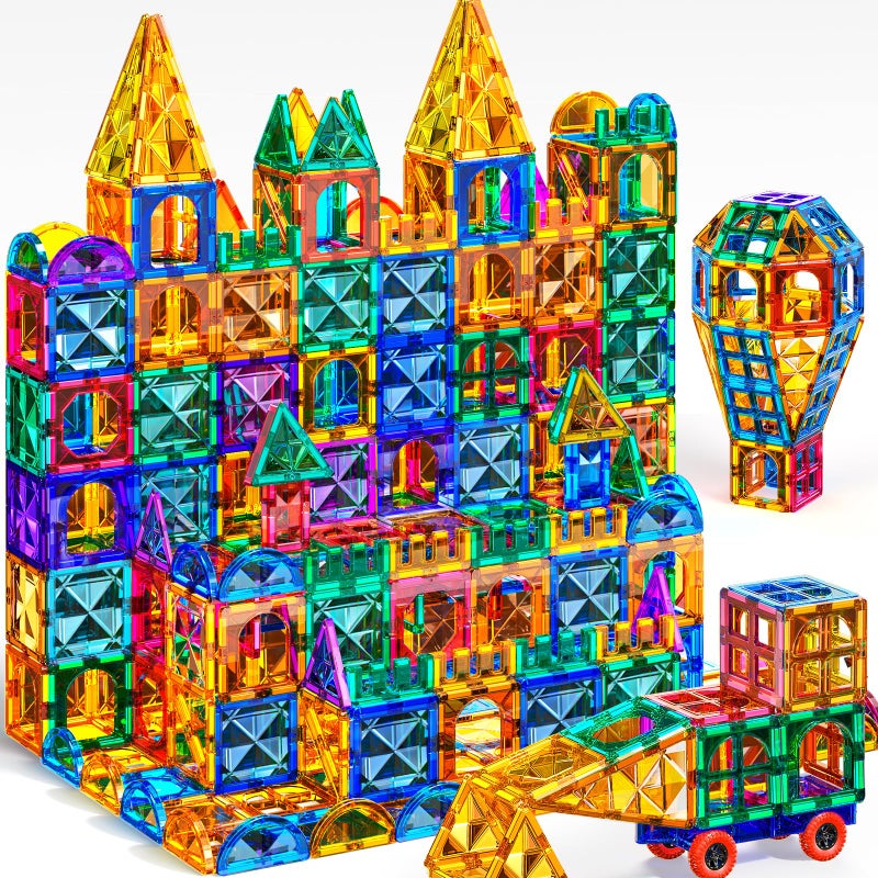 تيمي Temi Magnetic Tiles Building Build Build Magnets مجموعة التعلم والتعليم هدية لعبة عيد الميلاد للأعمار 3 4 5 6 7 8+ سنة أطفال الأطفال الأولاد والبنات (البلاط المغناطيسي-80 ٪) - Image 1