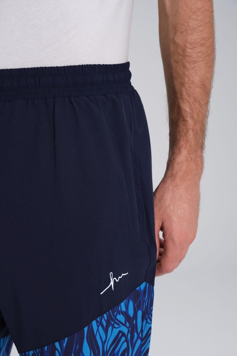 Haşema Navy Blue Long Men's Pool and Sea Shorts with Burkini Pattern 24-11  - Image 4
