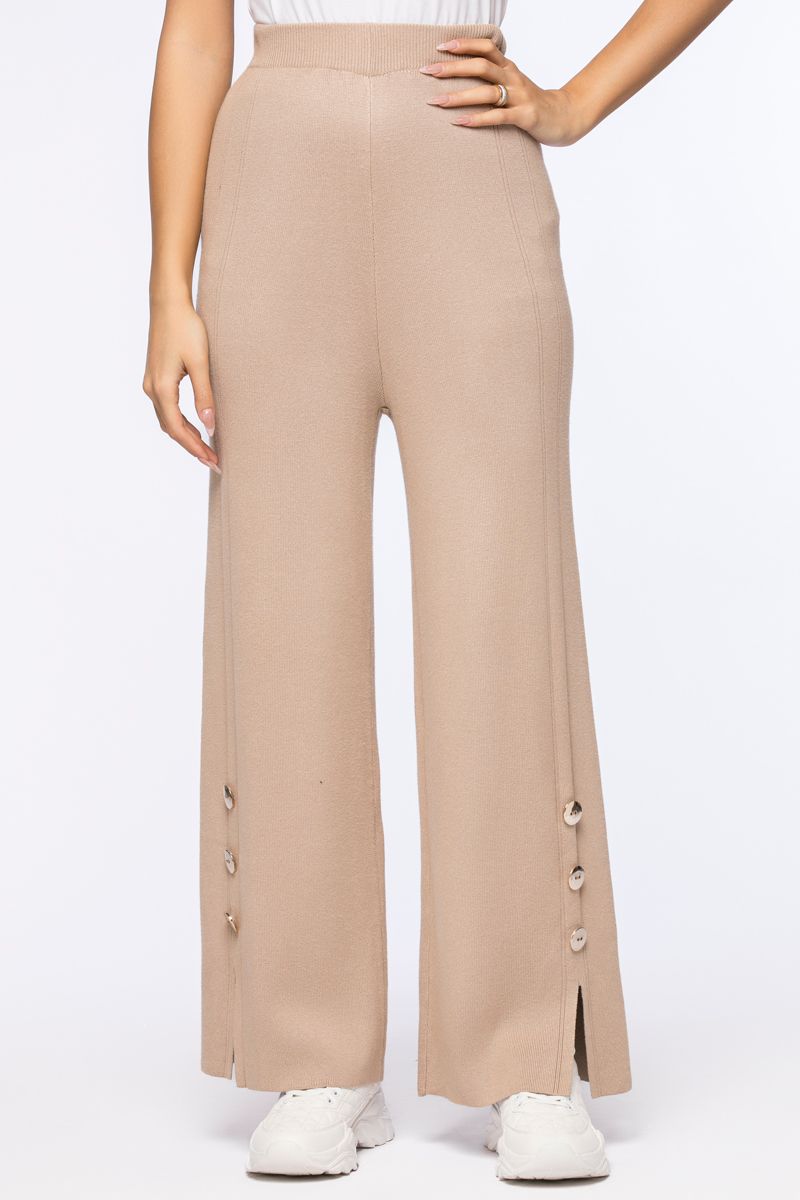RINA knitted pants with buttons and slits - Image 1