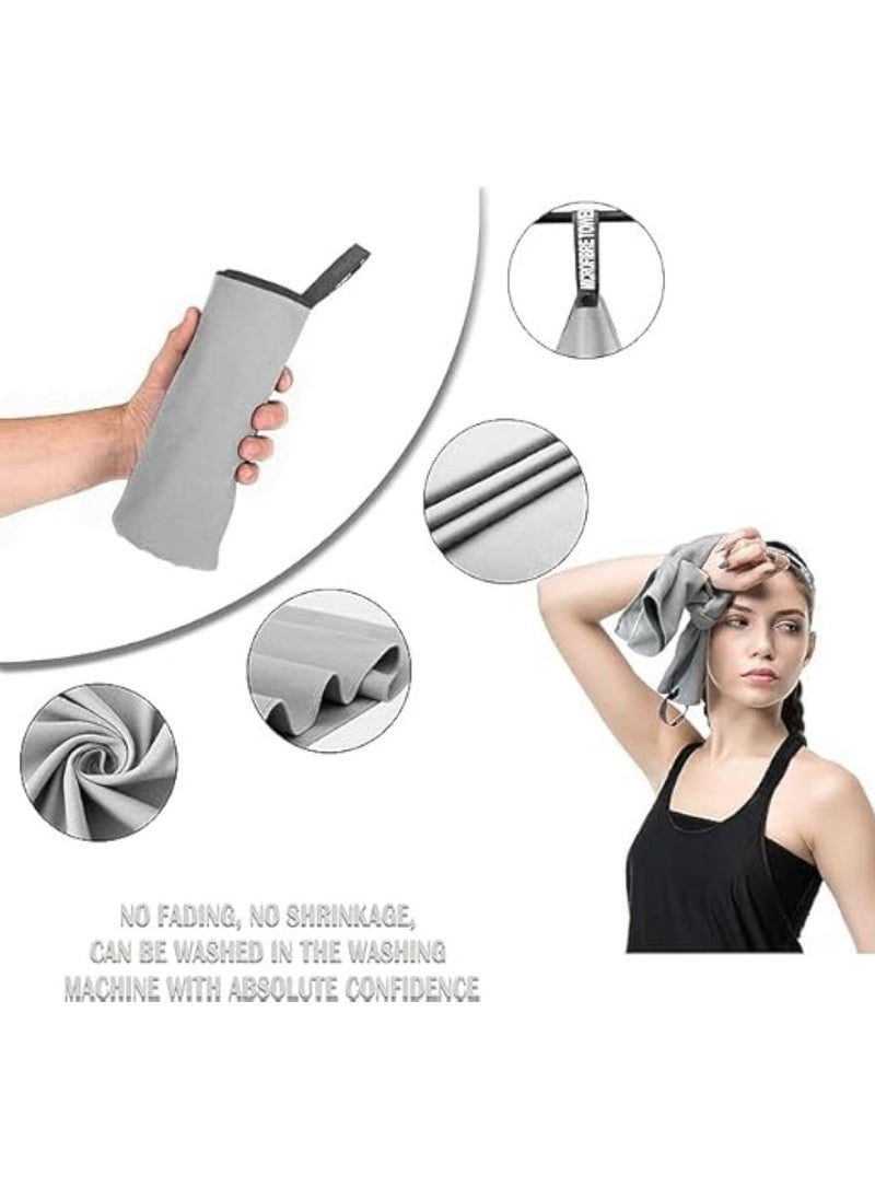 SKY-TOUCH Compact Microfiber Camping Towel Set - Quick Dry, Super Absorbent Beach, Gym, Yoga & Travel Towels with Carry Bag (76x152CM & 40x80CM, Grey)  - Image 3