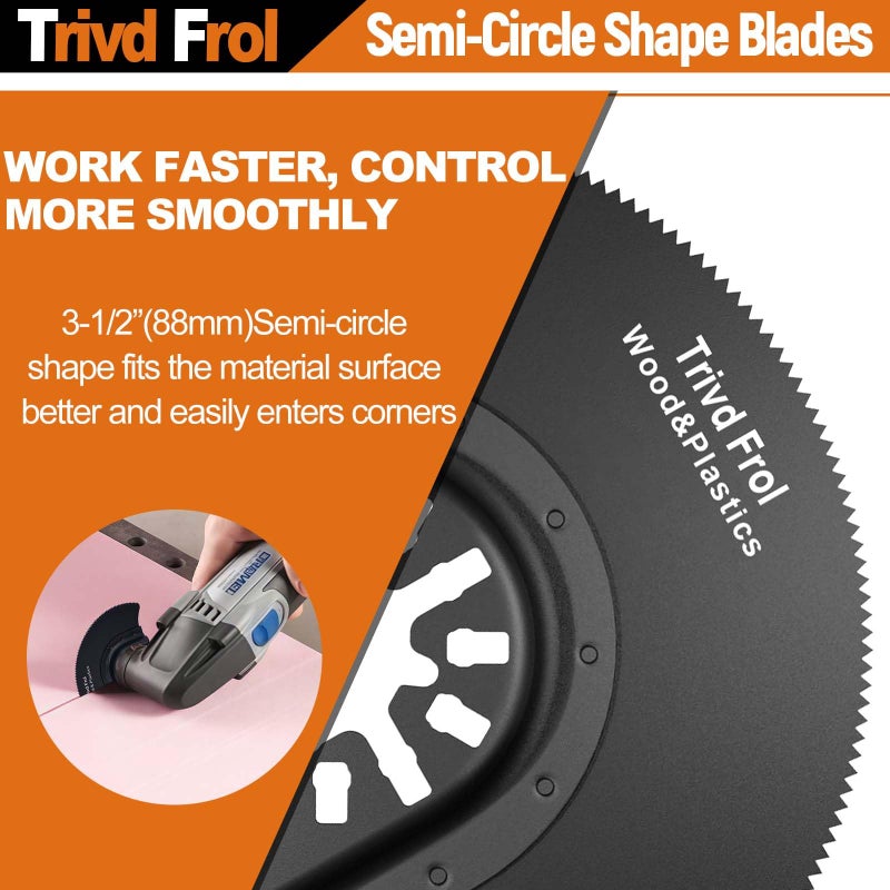 Trivd Frol 121 Pack Oscillating Saw Blades, Titanium Oscillating Tool Blades with Sandpaper, Multitool Blades for Wood Metal Plastics Cutting, Multi Tool Blades Kits Fit Bosch Dewalt Ryobi Milwaukee - Image 5