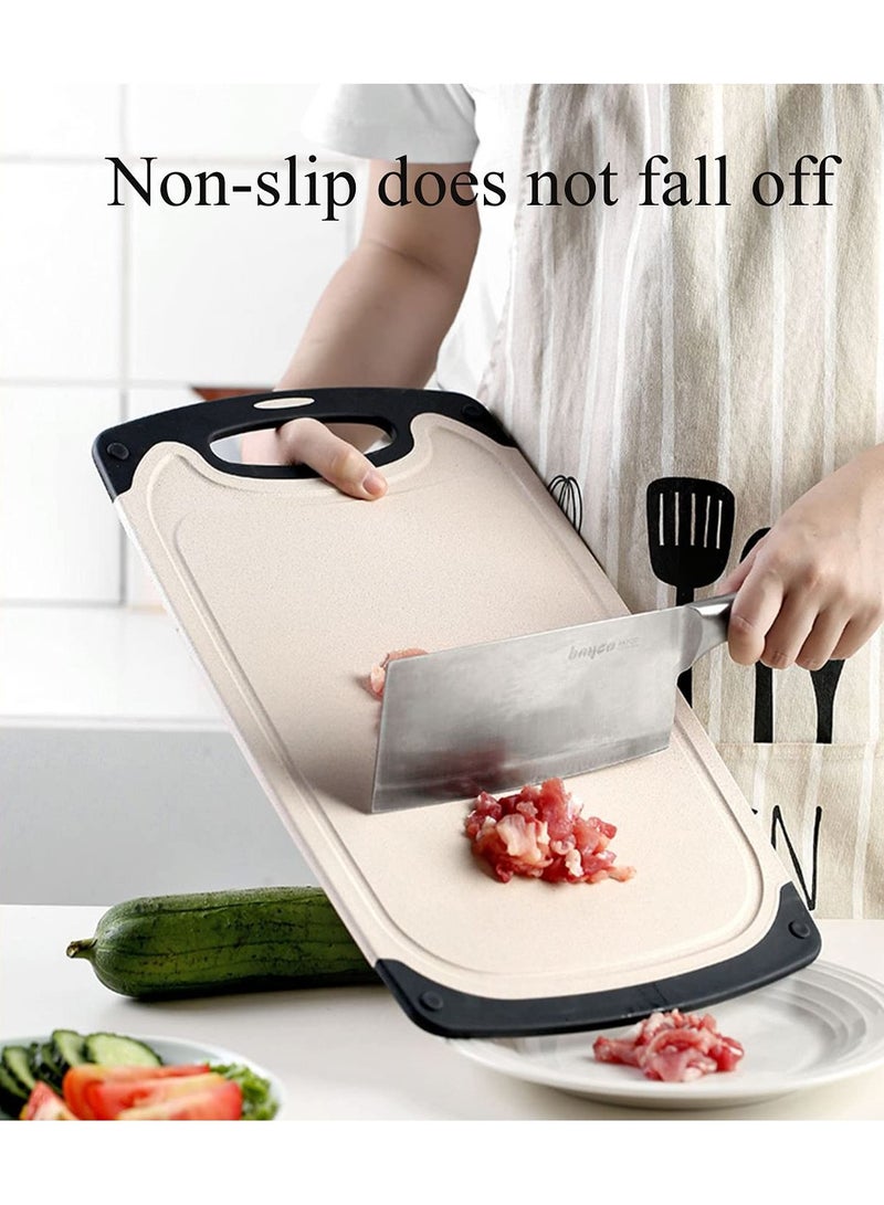 3 PCS Chopping Board Set Food Grade BPA Free Plastic Kitchen Chopping Boards Dishwasher Safe Wheat Straw Easy to Clean Health Environmental Protection Hanging Hole Non-Slip