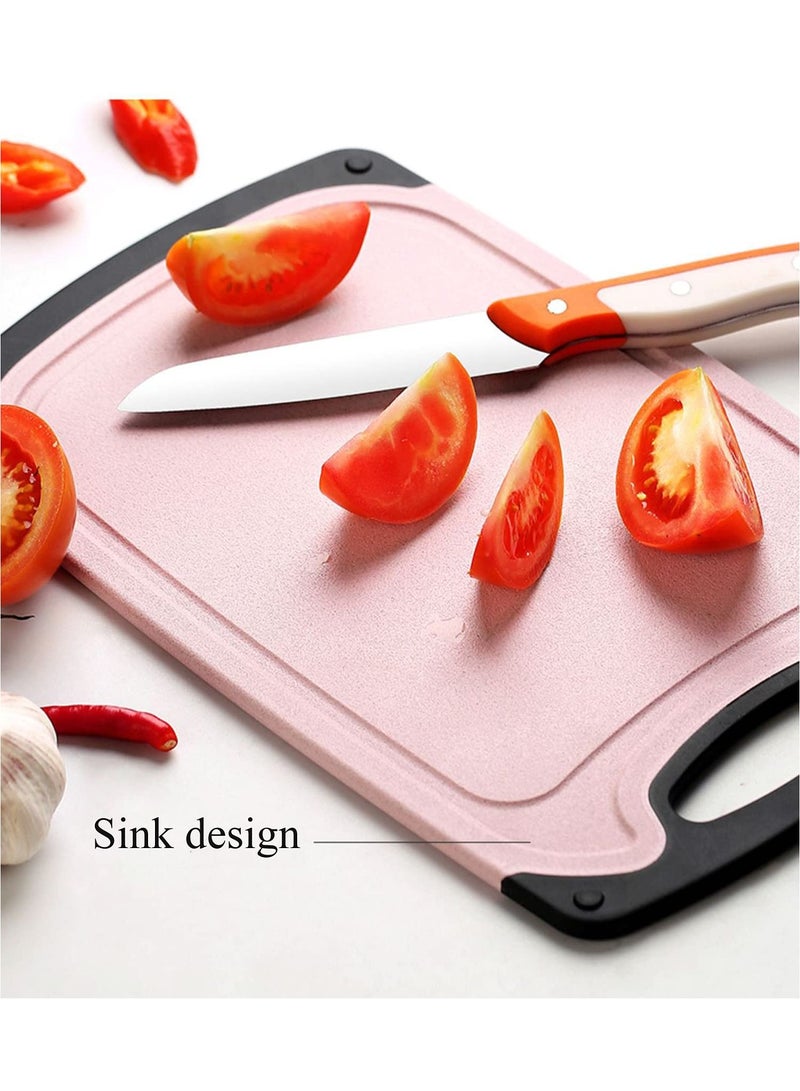 3 PCS Chopping Board Set Food Grade BPA Free Plastic Kitchen Chopping Boards Dishwasher Safe Wheat Straw Easy to Clean Health Environmental Protection Hanging Hole Non-Slip