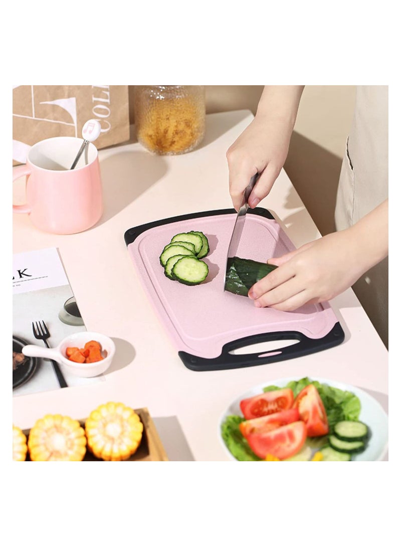 3 PCS Chopping Board Set Food Grade BPA Free Plastic Kitchen Chopping Boards Dishwasher Safe Wheat Straw Easy to Clean Health Environmental Protection Hanging Hole Non-Slip
