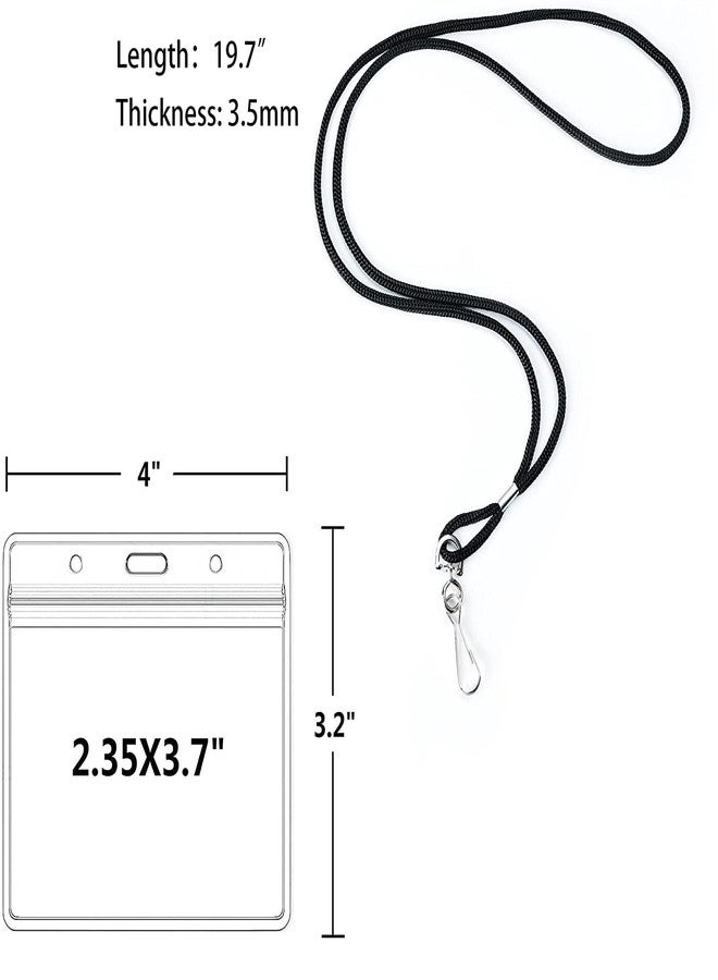 COTODO 50 Clear Plastic Horizontal Name Tags Badge ID Card Holders and 50 Black Lanyards with Swivel Hook - Image 2