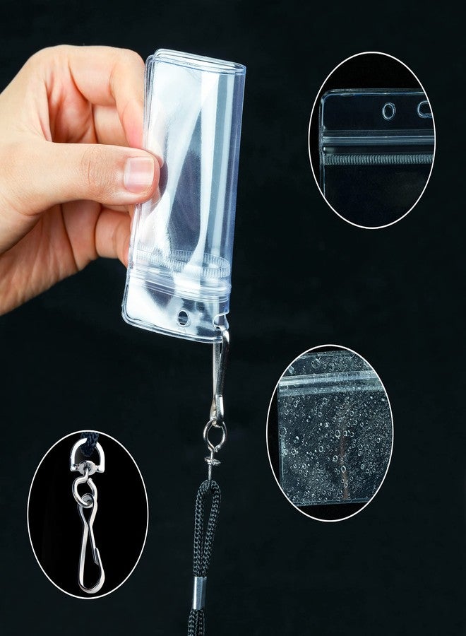 COTODO 50 Clear Plastic Horizontal Name Tags Badge ID Card Holders and 50 Black Lanyards with Swivel Hook - Image 3