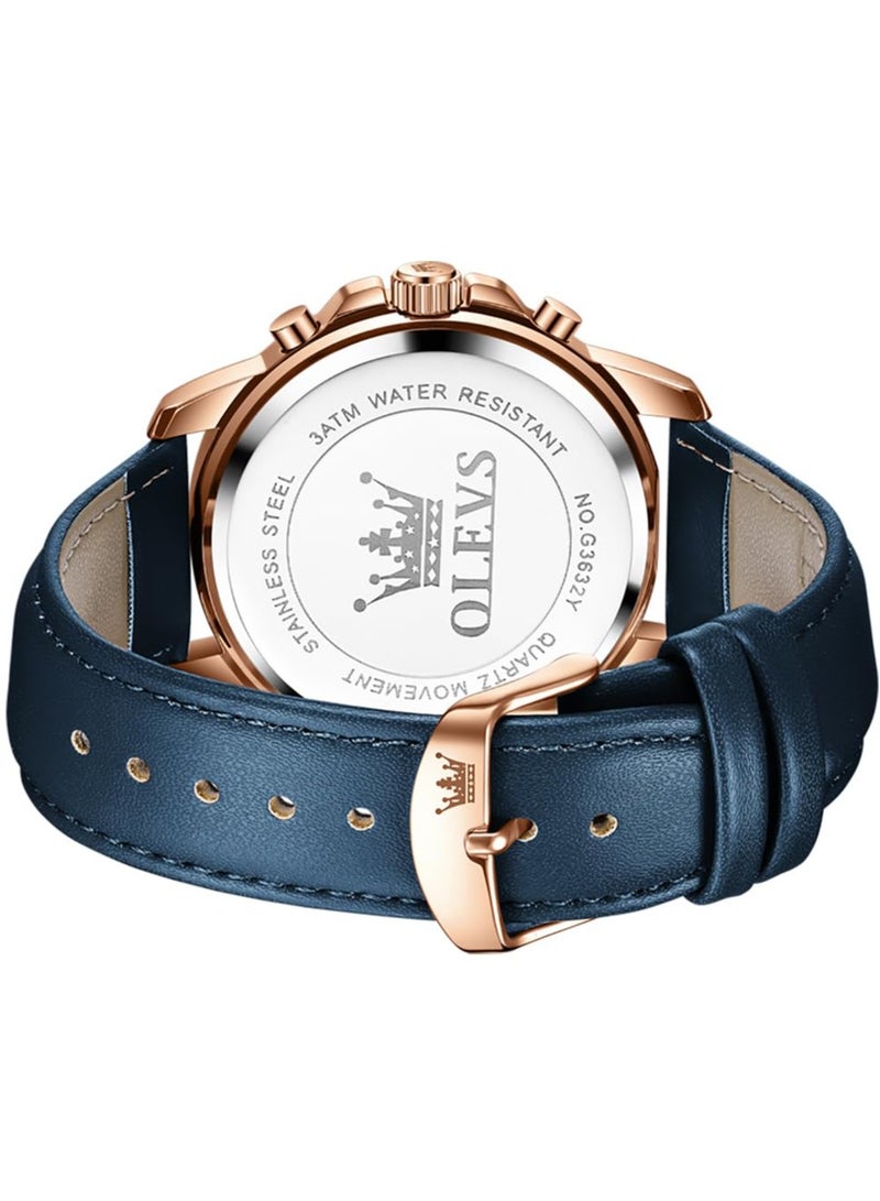 OLEVS Men's Leather Strap Analog Quartz Watch Fashion Large Dial Date Waterproof Formal Luxury Luminous Watch 3632 - Image 5