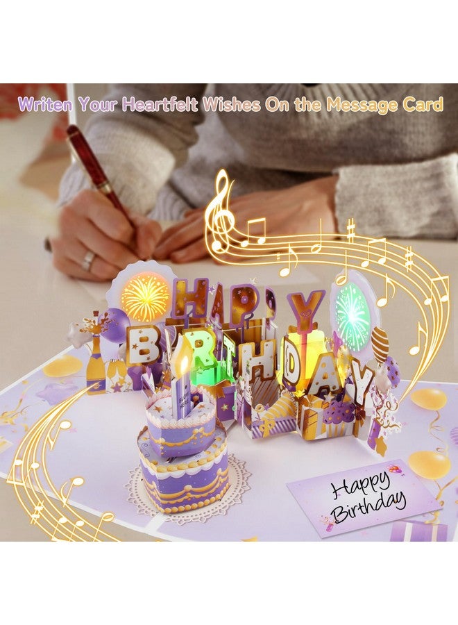 XTF2015 Firework Birthday Cards，Musical & Led Lights 3D Pop Up Birthday Card With Blowable Birthday Cake, Comes With Digital Diy, Sticky Note And Envelope, For Lover, Family And Friend - Image 4