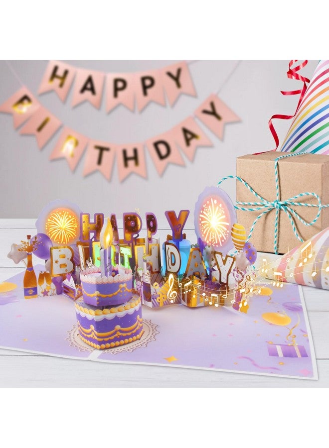XTF2015 Firework Birthday Cards，Musical & Led Lights 3D Pop Up Birthday Card With Blowable Birthday Cake, Comes With Digital Diy, Sticky Note And Envelope, For Lover, Family And Friend - Image 5