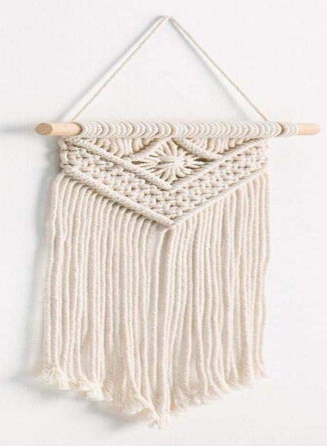 COTTONCUBE Macrame Wall Hanging Woven Tapestry Boho Wall Decor, Beautiful Geometric Wall Art for Living Room Home Off-White, 8x14 Inches (Combo 2_3) - Image 4