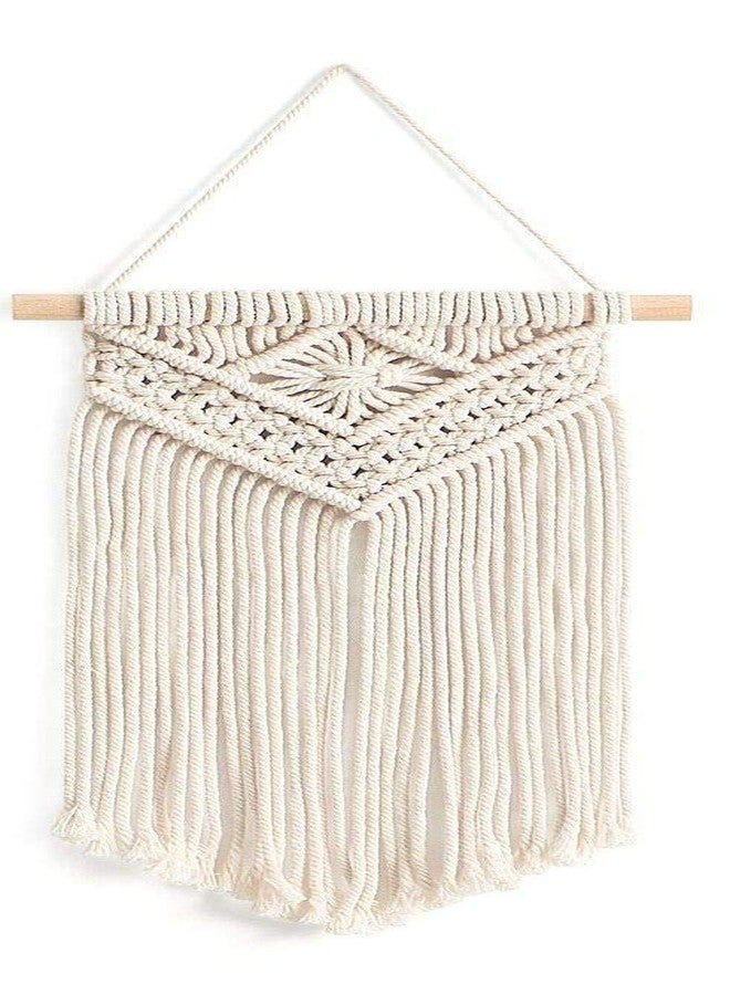COTTONCUBE Macrame Wall Hanging Woven Tapestry Boho Wall Decor, Beautiful Geometric Wall Art for Living Room Home Off-White, 8x14 Inches (Combo 2_3) - Image 2