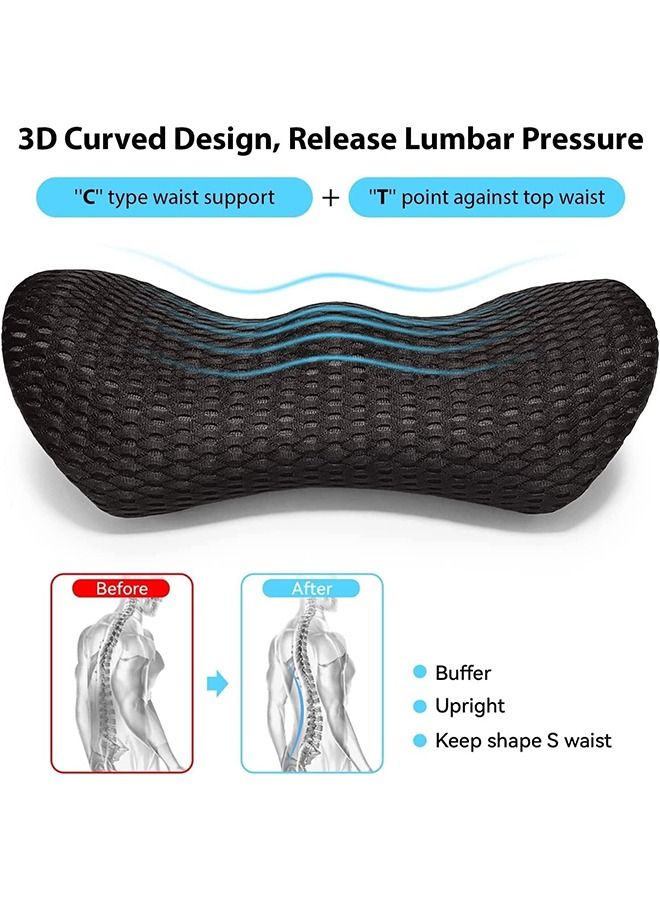 Arabest Lumbar Support Pillow, Memory Foam Lumbar Pillow for Low Back Pain Relief, Ergonomic Streamline Lumbar Pillow for Car Seat/Office Chair/Recliner/Bed (Black)  - Image 2
