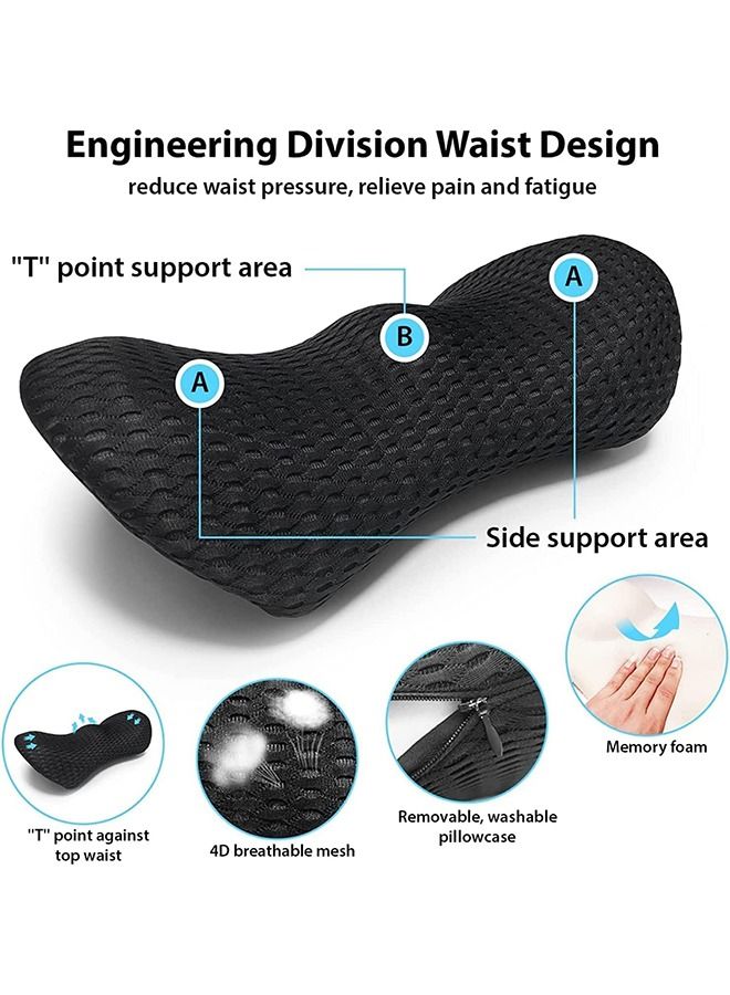 Arabest Lumbar Support Pillow, Memory Foam Lumbar Pillow for Low Back Pain Relief, Ergonomic Streamline Lumbar Pillow for Car Seat/Office Chair/Recliner/Bed (Black)  - Image 3