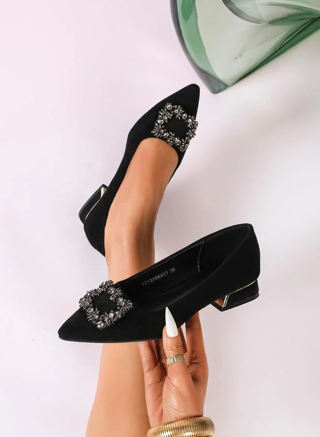 Sneak-a-Peek Sneak-a-Peek Embellished Pointed Toe Block Heels Shoes