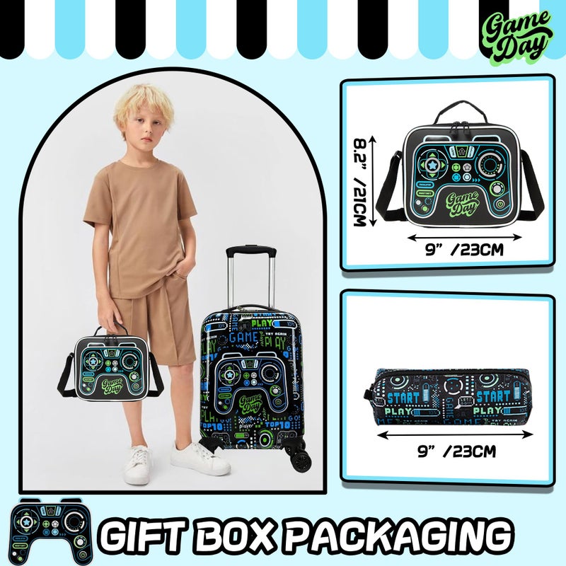 Inprof Kidâ€™s Luggage Set 5 Piece Suitcase Set 16â€™â€™ Hardside Luggage with Spinner Wheels Girls Boys Carry on Luggage Travel Rolling Luggage Airline Approved - Image 4