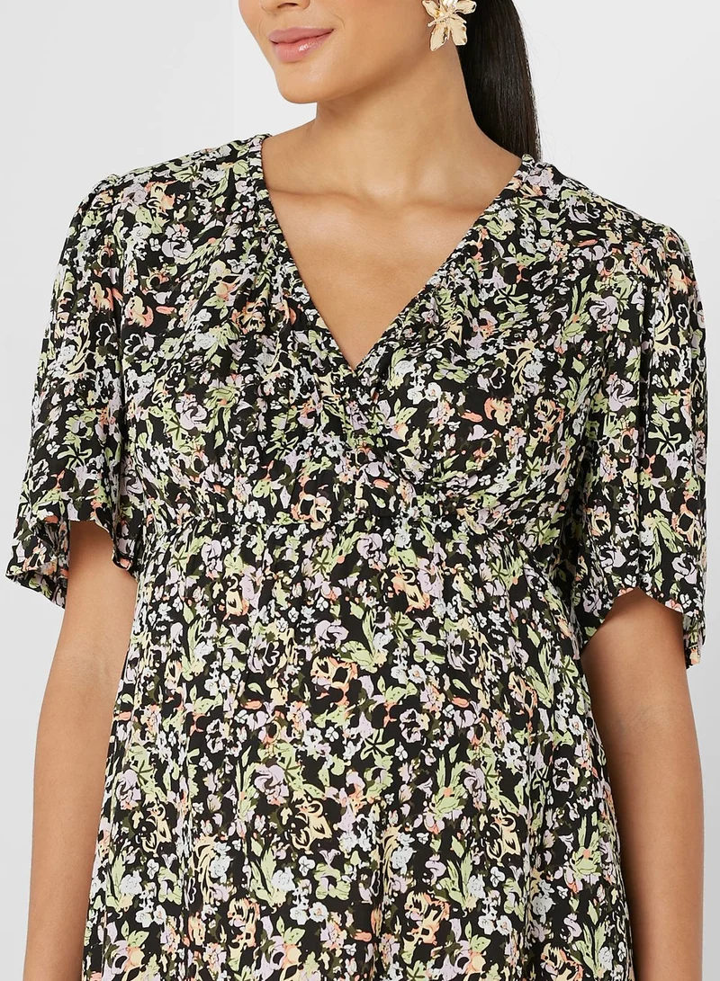 Mamalicious Puff Sleeve Elasticated Waist Dress