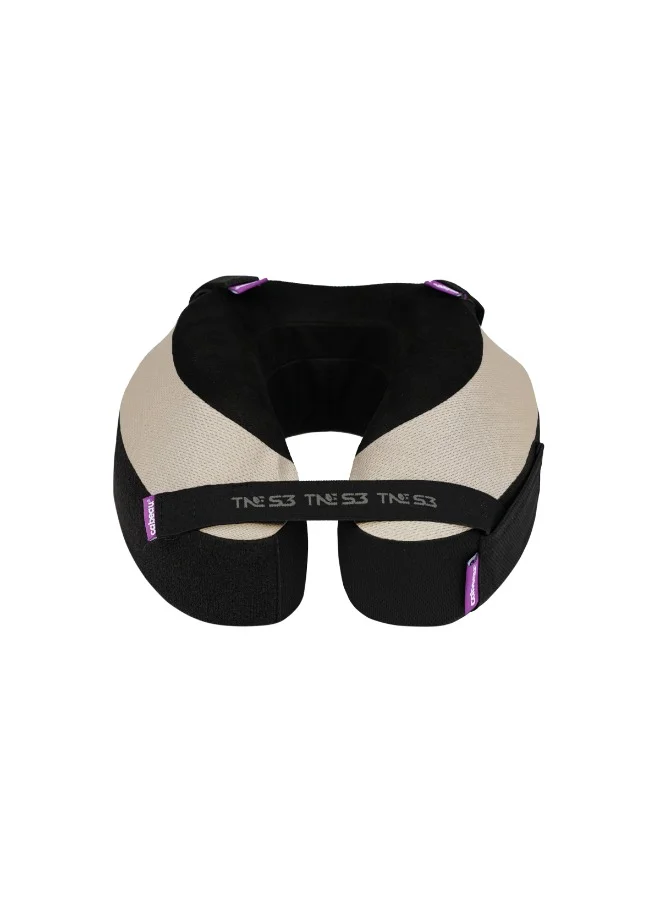 Cabeau The Neck's Evolution S3 Memory Foam Pillow | Chin & Neck Support, Keeps Mouth Closed, No Head Tilt, Comfiest, AirFlow Design & Seat Strap System, for Travel & Home, Washable Cover - Black/Humus