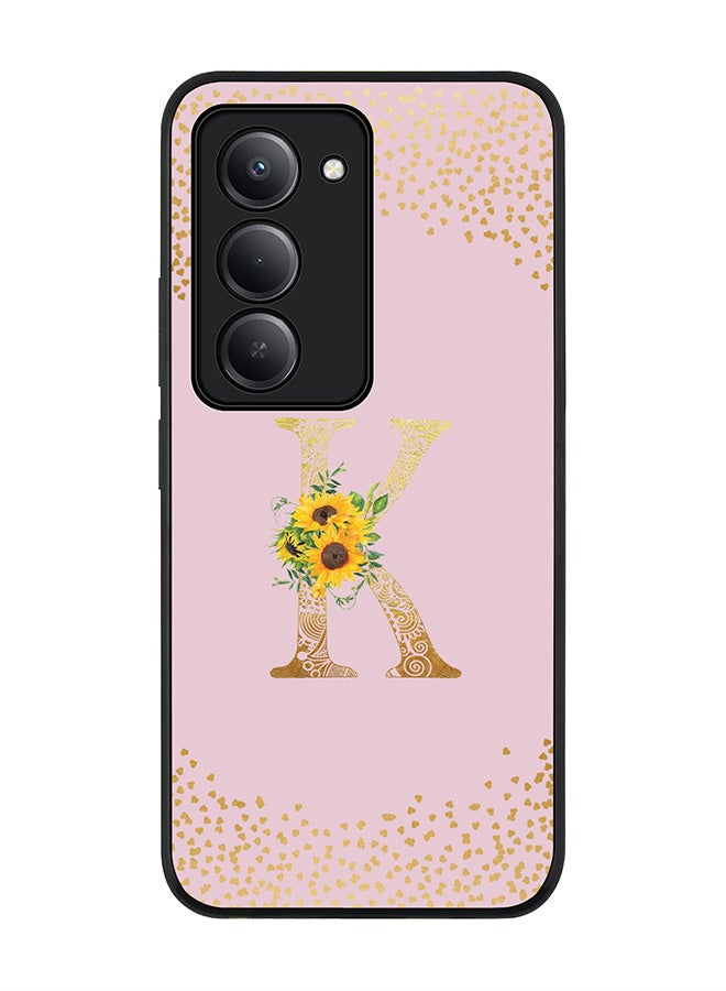 Stylizedd For Xiaomi Redmi 15 5G Case,Slim fit Camera Protection, Shockproof Thin Phone cover  - Custom Floral Monogram - K  (Pink ) - Image 1