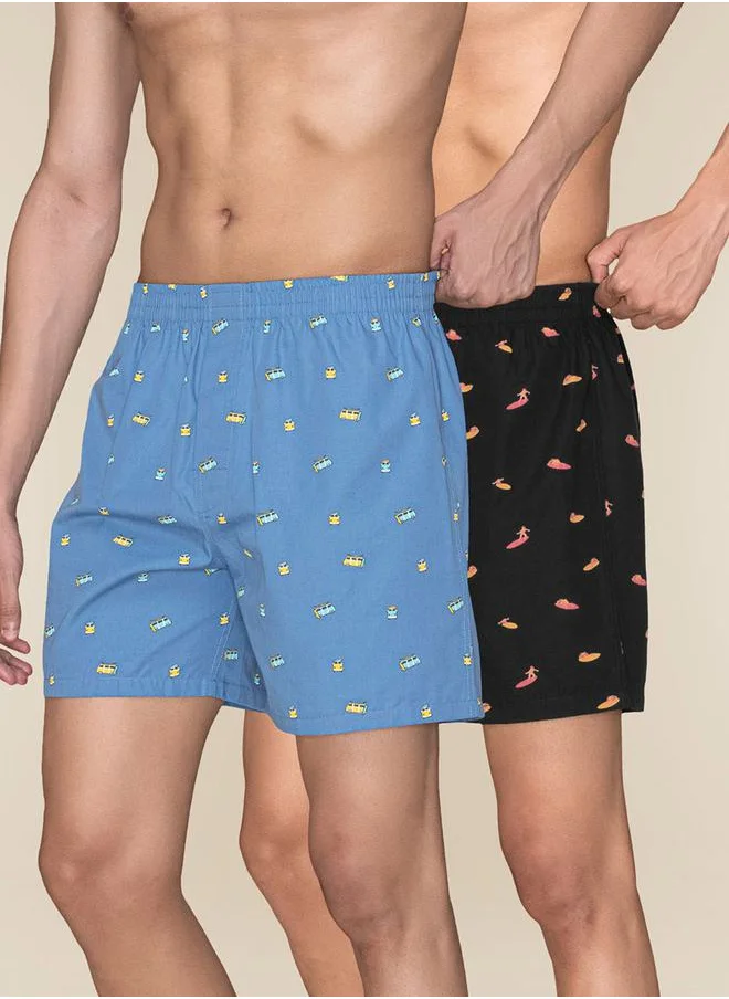 اكس واي اكس اكس Pack of 2 - Printed Cotton Boxer by Styli