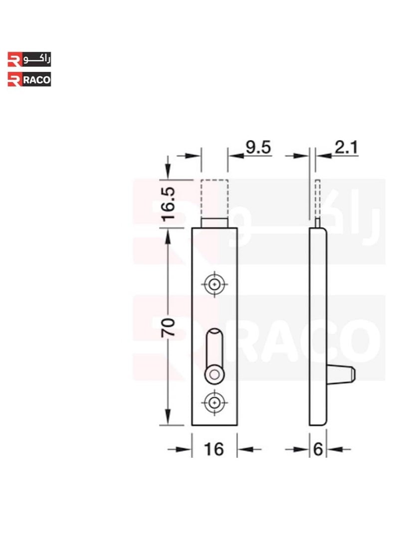 RACO RACO Stainless Steel Tower Bolt Sliding Lock with Screws set Silver (3 INCH)  - Image 3