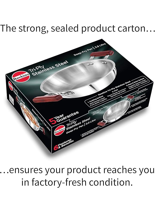 هوكينز مقلاة عميقة ثلاثية الطبقات من الفولاذ المقاوم للصدأ متوافقة مع الحث، سعة 2.5 لتر، قطر 26 سم، سمك 3 مم، لون فضي (SSD25) - Image 4