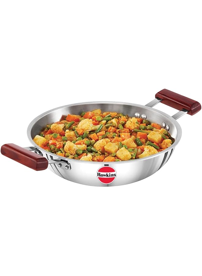 هوكينز مقلاة عميقة ثلاثية الطبقات من الفولاذ المقاوم للصدأ متوافقة مع الحث، سعة 2.5 لتر، قطر 26 سم، سمك 3 مم، لون فضي (SSD25) - Image 1