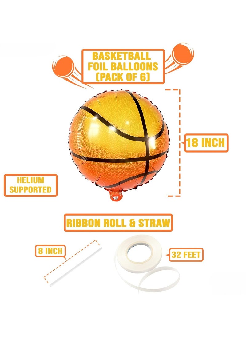KATCHON Basketball Mylar Balloons for Birthday Decorations Pack of 6  - Image 2