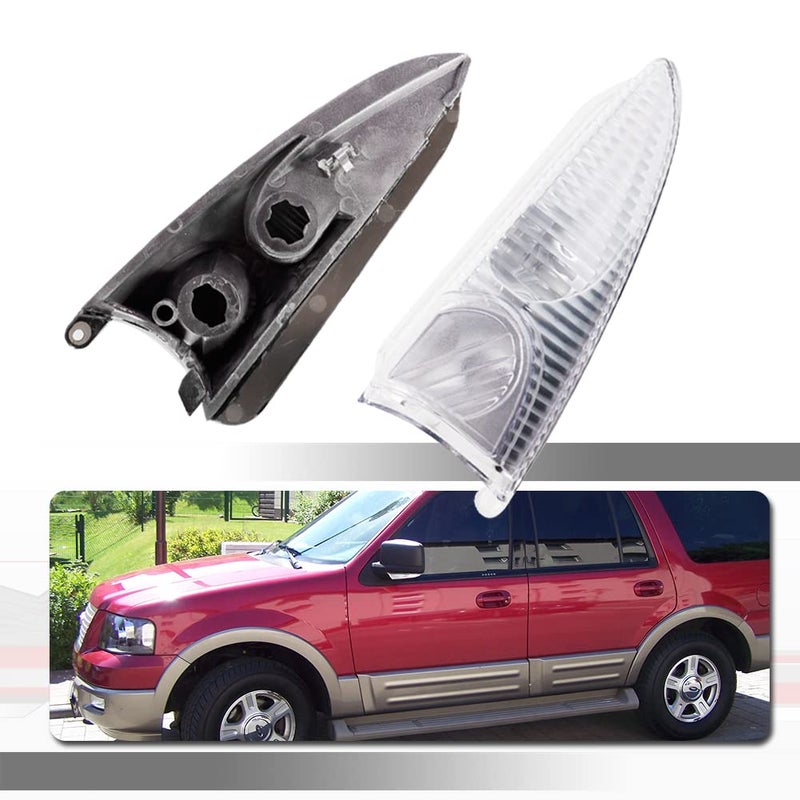 Tonsya Compatible With 2003 2004 2005 2006 Ford Expedition Lincoln Navigator Replacement Side View Mirror Light Clear Housings Clear Lens OEM 2L7Z13B374AA 2L7Z13B375AA