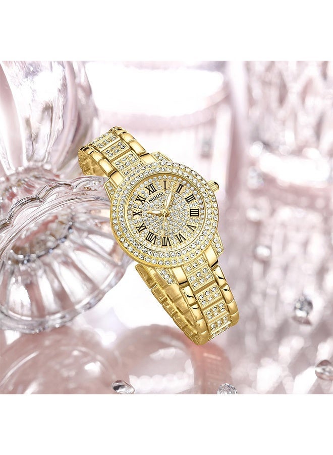 Bukela Women Wrist Watches Women's Watch for Girls Miss Ladies Diamond Studded with Stylish Girlfriend Watches（Golden） - Image 5