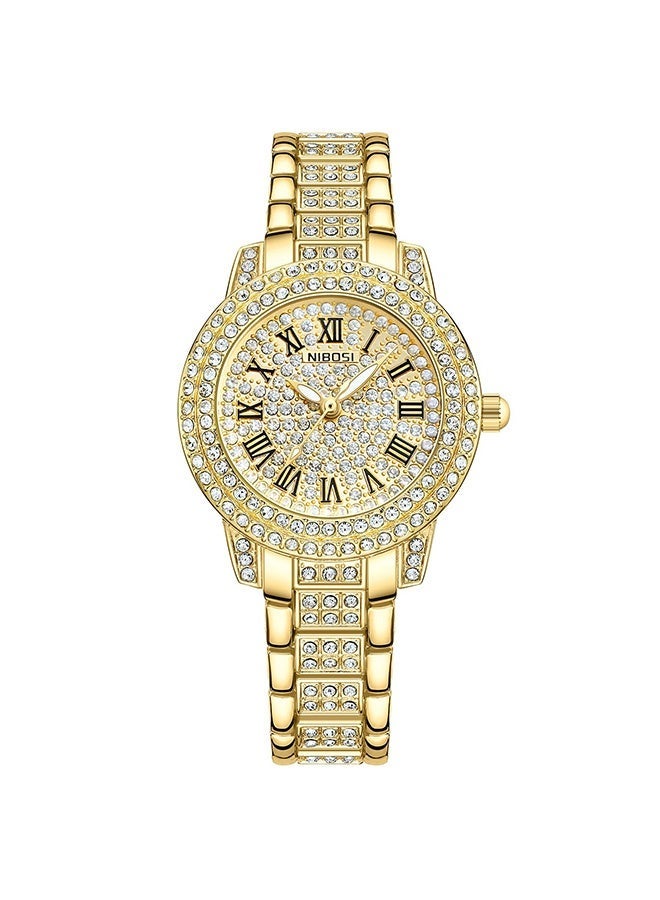 Bukela Women Wrist Watches Women's Watch for Girls Miss Ladies Diamond Studded with Stylish Girlfriend Watches（Golden） - Image 1