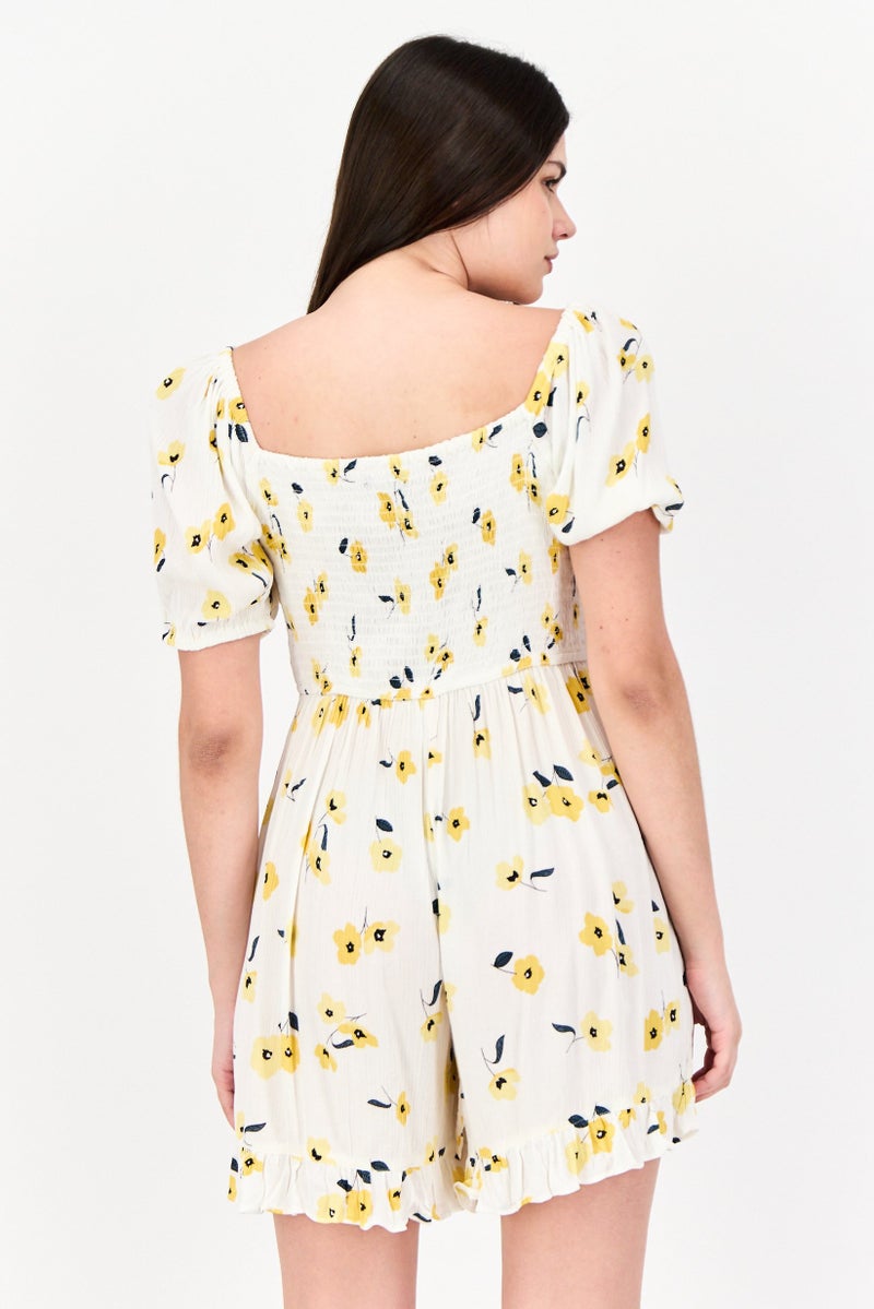 DOROTHY PERKINS Women Floral Print Short Sleeve Playsuit, Multicolor - Image 3