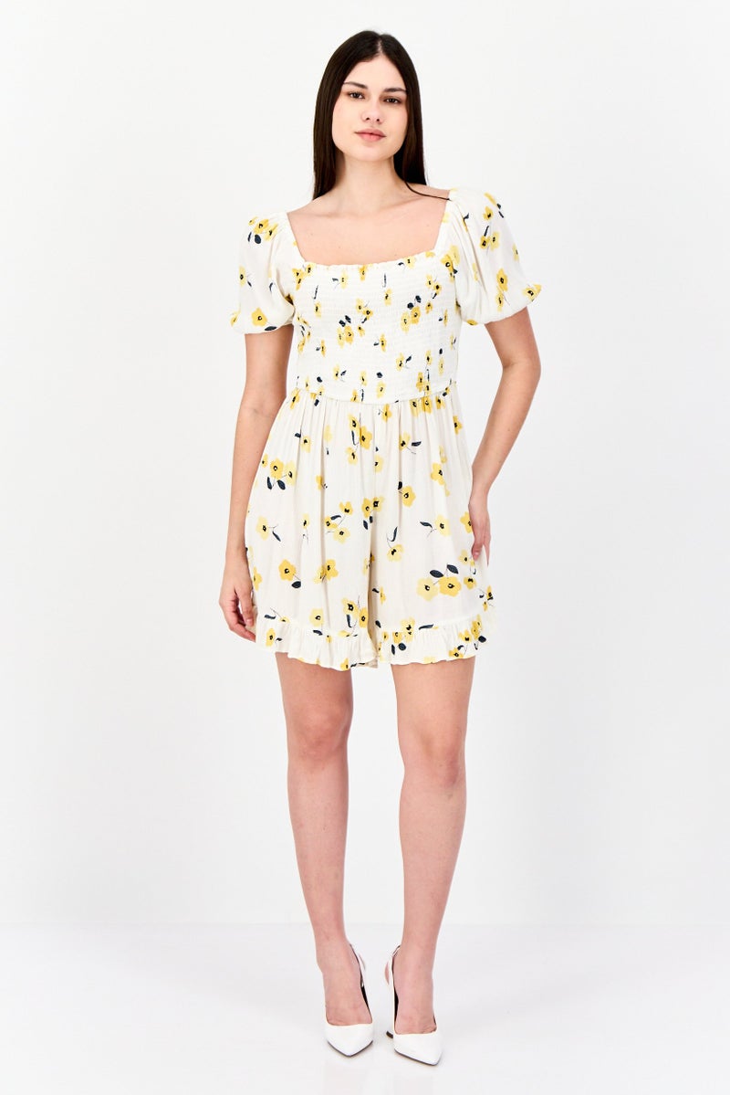 DOROTHY PERKINS Women Floral Print Short Sleeve Playsuit, Multicolor - Image 4