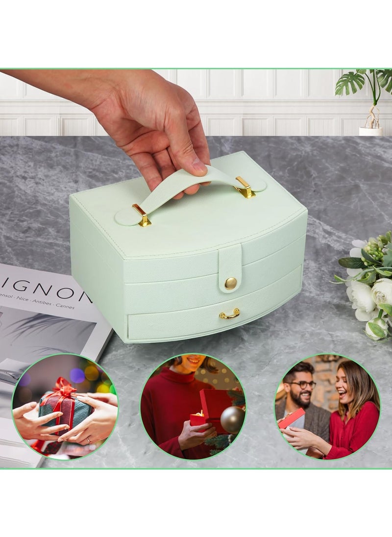 VIO Women Jewelry Box with Mirror Two Tier Jewellery Organizer for Women Vanity Case for Necklaces Bracelets Bangles Rings Earrings Watch Soft Leather Jewelry Tray Display Storage Box Ladies Birthday Gift for Girls Ladies Mother Wedding Anniversary Gift Mothers Day Gifts for Womens Day Travel Makeup Essentials  - Image 4