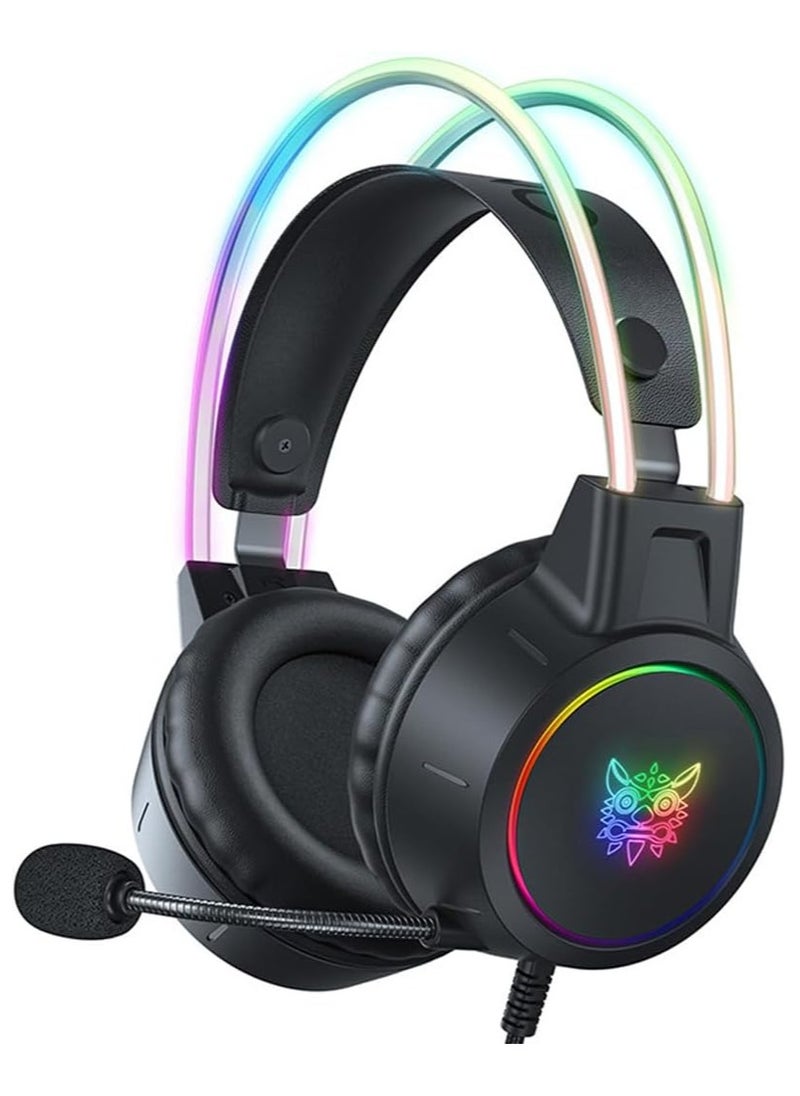 أونيكوما - سماعة رأس سلكية X15 برو للألعاب ذات الرأسين المزدوجين ومانع الضوضاء RGB من أوديوفونس ألامبريكوس - Image 1