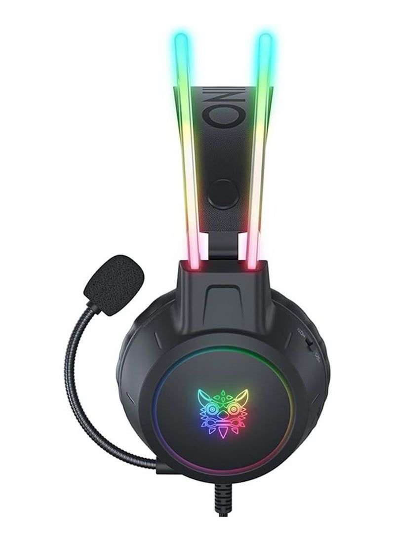 أونيكوما - سماعة رأس سلكية X15 برو للألعاب ذات الرأسين المزدوجين ومانع الضوضاء RGB من أوديوفونس ألامبريكوس - Image 1