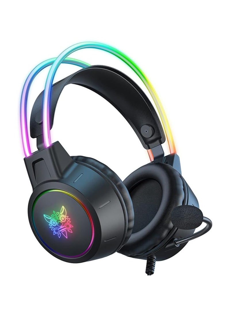 أونيكوما - سماعة رأس سلكية X15 برو للألعاب ذات الرأسين المزدوجين ومانع الضوضاء RGB من أوديوفونس ألامبريكوس - Image 1