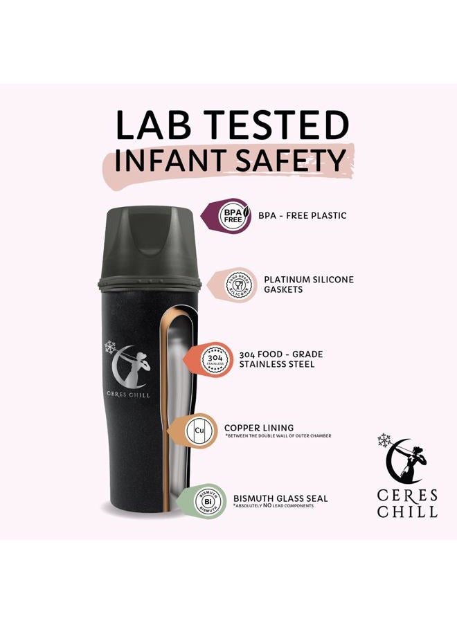 Ceres CHILL Demigoddess Mini Breastmilk Chiller & Warmer – 6–16oz Portable Breast Milk Cooler, Storage & Baby Bottle for Travel, Work or On-The-Go – Pump Compatible Container – Zen Green - Image 3