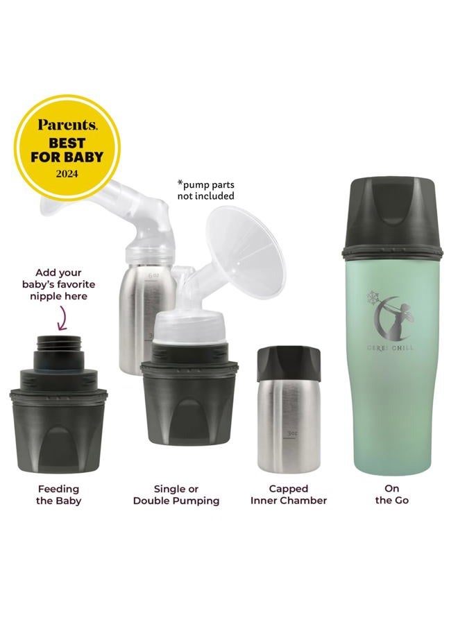 Ceres CHILL Demigoddess Mini Breastmilk Chiller & Warmer – 6–16oz Portable Breast Milk Cooler, Storage & Baby Bottle for Travel, Work or On-The-Go – Pump Compatible Container – Zen Green - Image 2