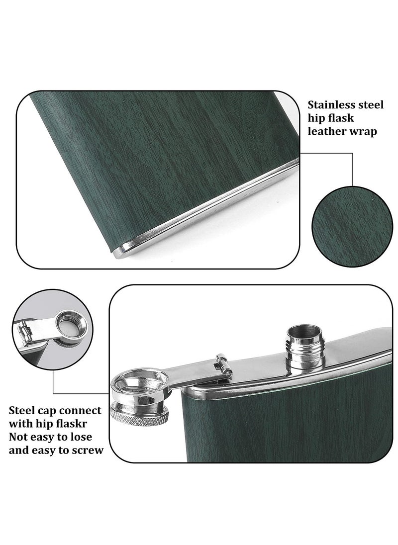 KASTWAVE Hip Flask Set Stainless Steel Flask of Gifts for Men 260ML Bar Party Camping Barbecue Portable Pocket Flask for Men Gifts Birthday Anniversary Green  - Image 4