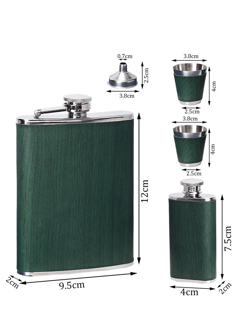 KASTWAVE Hip Flask Set Stainless Steel Flask of Gifts for Men 260ML Bar Party Camping Barbecue Portable Pocket Flask for Men Gifts Birthday Anniversary Green  - Image 2