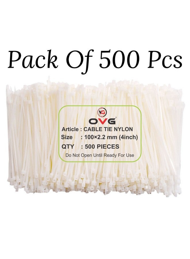 OVG أربطة كابلات نايلون OVG ذات قفل ذاتي، بيضاء (100 مم × 2.2 مم، 4 بوصة، عبوة من 500 قطعة) أربطة قوية ثقيلة - Image 3
